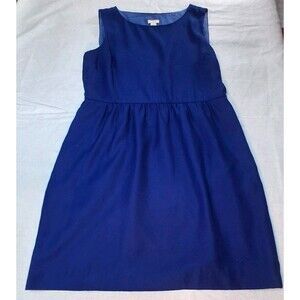 J.Crew Blue Sleeveless Fit Flare Dress w Pockets Classic Old Money Size 12